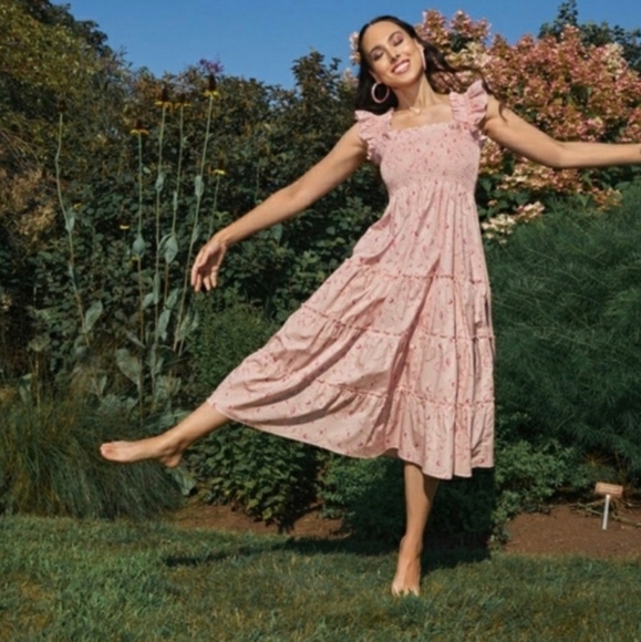 Bridgerton X Hill House Ellie Nap Dress Pink Floral SZ Small - Picture 1 of 4